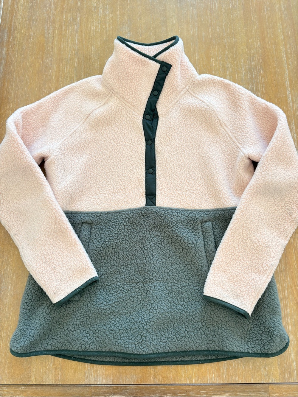 Women's Two-Tone Sherpa Pullover Hoodie - Pink & Green